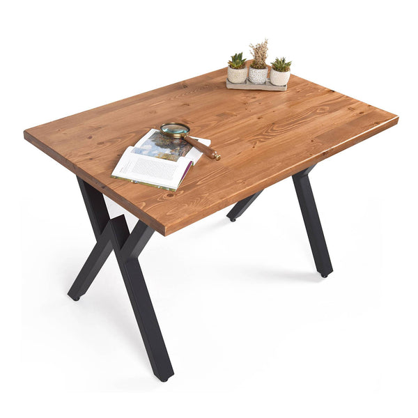Gozos Huesca Küchentisch, Esstisch Massivholz - Holztisch 115x75 cm aus Massiven Holz mit Metallbeinen - Handgefertigt aus Echtholz - Schreibtisch, Kleiner Tisch - Tisch mit Massiver Tischplatte 36mm